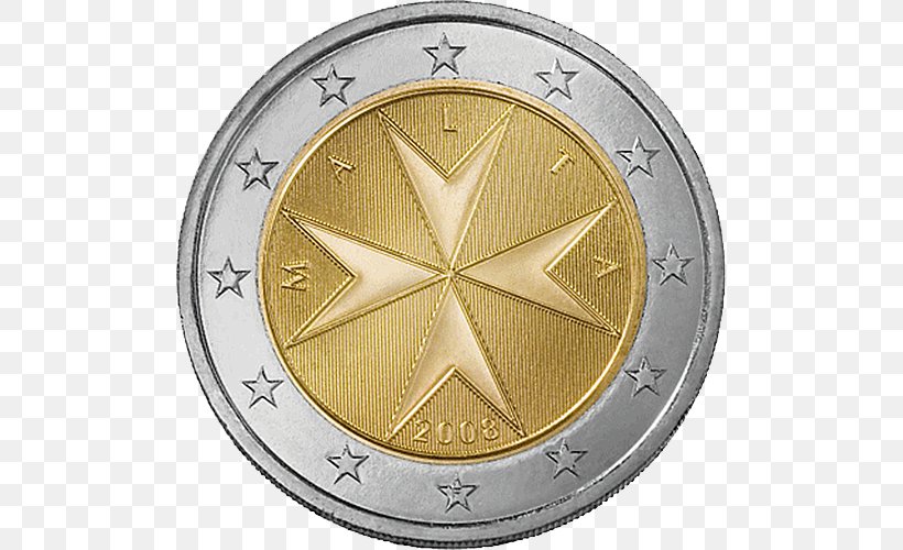 Malta 2 Euro Coin Euro Coins, PNG, 500x500px, 1 Euro Coin, 2 Euro Coin, 2 Euro Commemorative Coins, 5 Euro Note, Malta Download Free