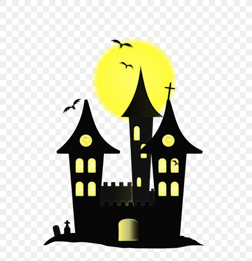 Haunted House Logo Cartoon Watercolor Painting, PNG, 600x849px, Watercolor, Cartoon, Haunted House, Logo, Paint Download Free