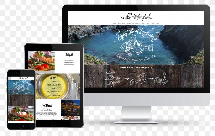 Restaurant Wild Fish Responsive Web Design Organic Food, PNG, 2500x1583px, Restaurant, Advertising, Brand, Display Advertising, Display Device Download Free
