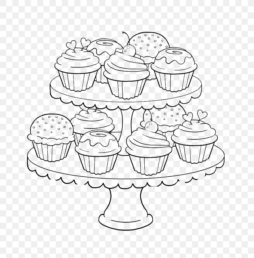 Cupcake Muffin Frosting & Icing Coloring Book, PNG, 700x834px, Cupcake, Adult, Artwork, Biscuits, Black And White Download Free