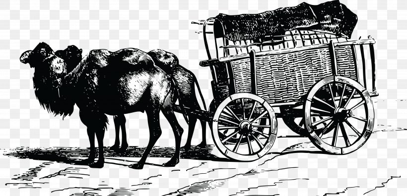 Horse Wagon Cart Clip Art, PNG, 4000x1933px, Horse, Black And White, Camel Like Mammal, Carriage, Cart Download Free