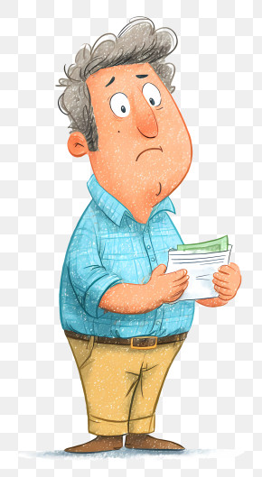 Anxious Man Holding Documents PNG