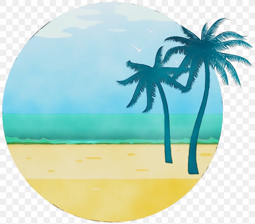 Palm Tree, PNG, 1074x946px, Watercolor, Aqua, Arecales, Landscape, Paint Download Free