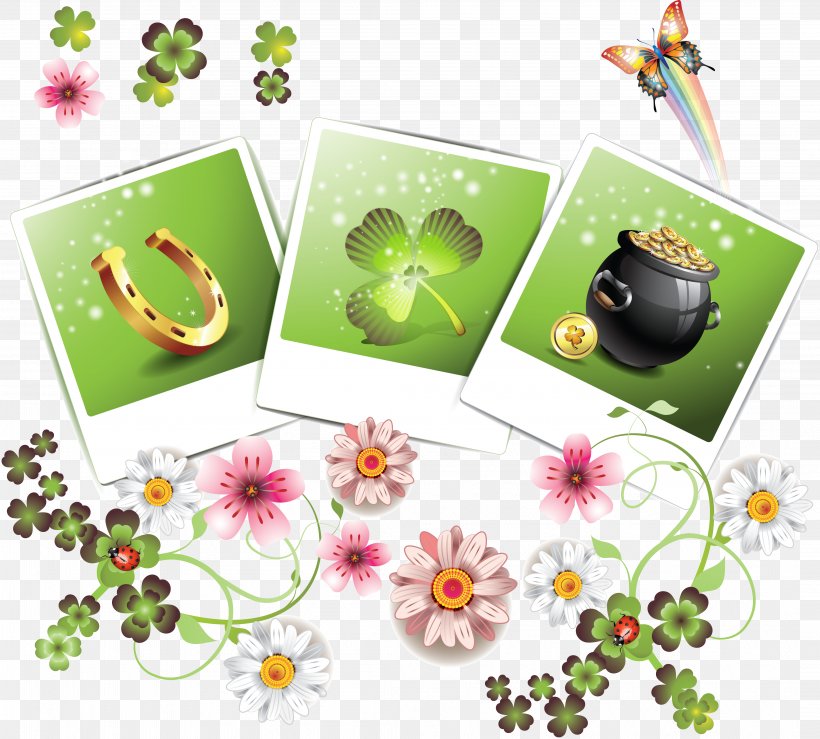 Clover Saint Patrick's Day Luck Clip Art, PNG, 4210x3795px, Clover, Flora, Floral Design, Flower, Fourleaf Clover Download Free