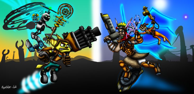 Ratchet & Clank: Size Matters Jak And Daxter: The Precursor Legacy Jak II, PNG, 3507x1700px, Ratchet Clank, Clank, Daxter, Death Battle, Games Download Free