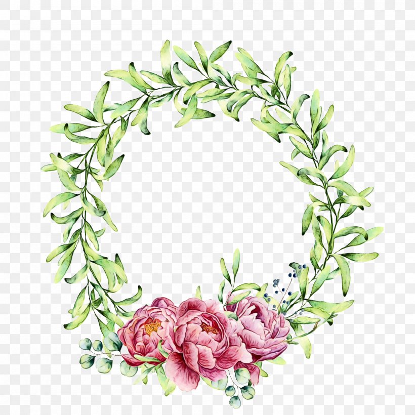 Peony Flower Wreath Watercolor Painting Illustration, PNG, 2000x2000px, Peony, Canvas, Cut Flowers, Floral Design, Flower Download Free