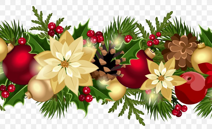 Garland Christmas Decoration Christmas Ornament Clip Art, PNG, 3000x1829px, Garland, Branch, Christmas, Christmas Decoration, Christmas Elf Download Free