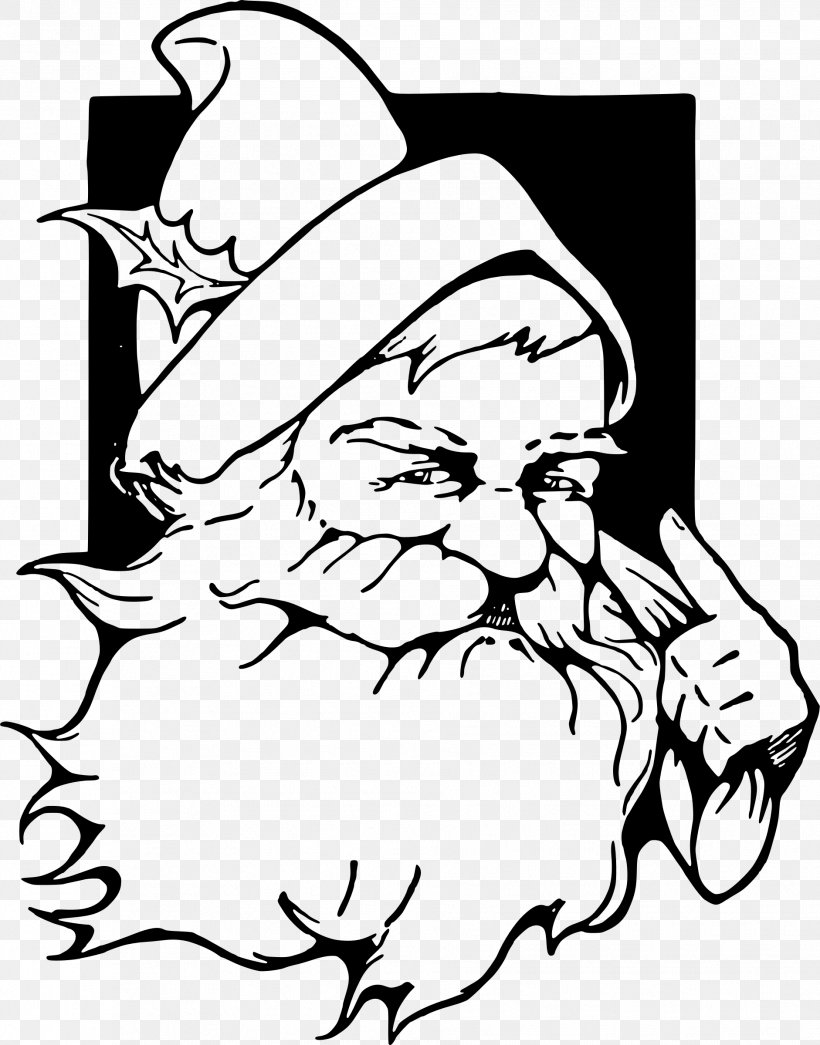Santa Claus Christmas Vintage Clothing Clip Art, PNG, 1882x2400px, Santa Claus, Art, Artwork, Black, Black And White Download Free