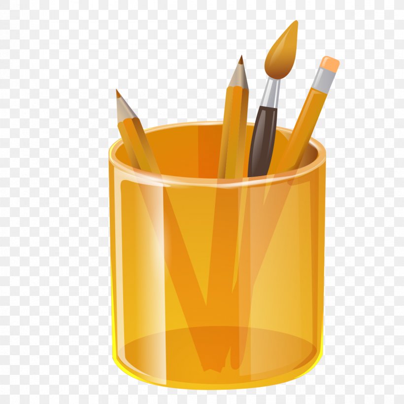 Pen Brush Pot, PNG, 1181x1181px, Pen, Brush Pot, Colored Pencil, Gratis, Orange Download Free