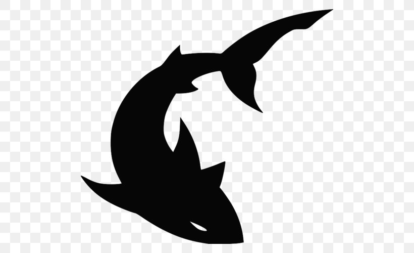 Shark Clip Art Stencil Silhouette Image, PNG, 500x500px, Shark, Art, Artwork, Black And White, Dolphin Download Free