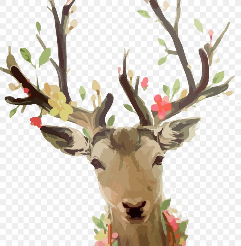 Deer Oil Painting Canvas, PNG, 1425x1459px, Deer, Abstract Art, Antler, Art, Canvas Download Free