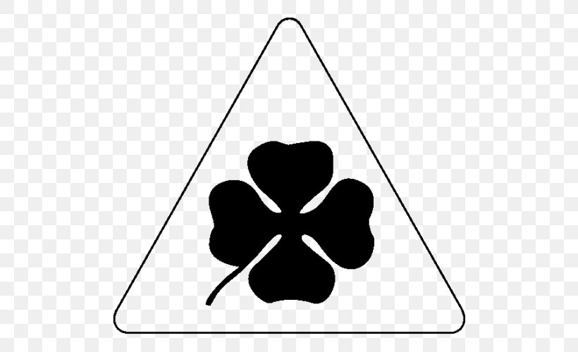 Four-leaf Clover Drawing Royalty-free, PNG, 500x500px, Fourleaf Clover, Area, Black, Black And White, Clover Download Free