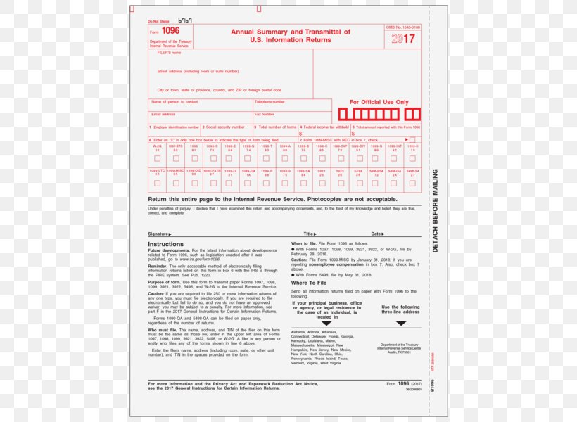 Form 1096 Form 1099-MISC Internal Revenue Service, PNG, 600x600px, Form 1096, Aangiftebiljet, Area, Document, Form Download Free
