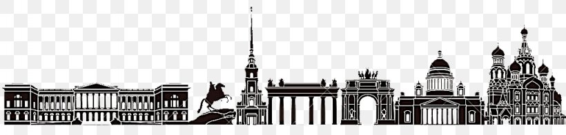 Saint Petersburg Skyline Clip Art, PNG, 1024x245px, Saint Petersburg, Art, Black And White, Building, City Download Free