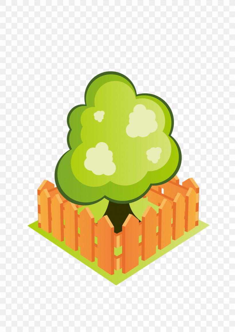 Tree Green Illustration, PNG, 2481x3509px, Tree, Animation, Dessin Animxe9, Fence, Grass Download Free