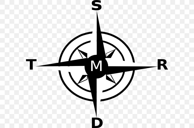 Compass Rose Royalty-free Clip Art, PNG, 600x539px, Compass Rose, Area, Artwork, Black And White, Cardinal Direction Download Free