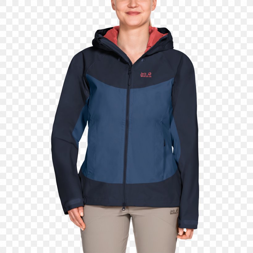 Hoodie Jacket Shirt Jack Wolfskin North Ridge Women's Sweater, PNG, 1024x1024px, Hoodie, Blue, Bluza, Clothing, Crew Neck Download Free