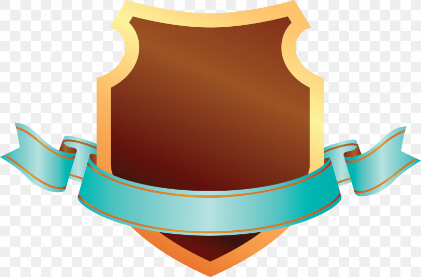 Emblem Ribbon, PNG, 3000x1973px, Emblem Ribbon, Logo, Orange, Shield, Teal Download Free