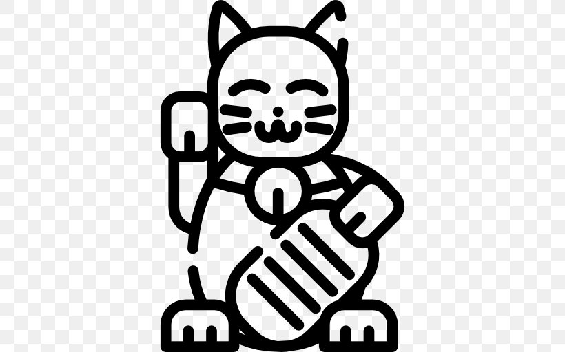 Maneki-neko Cat Clip Art, PNG, 512x512px, Manekineko, Artwork, Black, Black And White, Cat Download Free