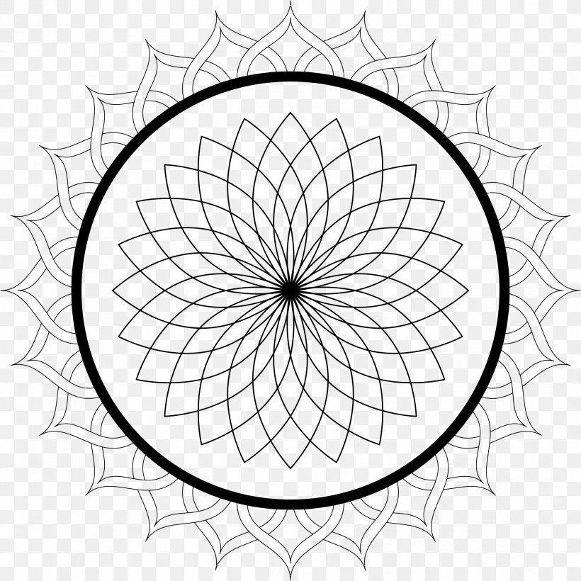 Mandala Line Art Drawing Clip Art, PNG, 2372x2372px, Mandala, Area, Art, Artwork, Bicycle Wheel Download Free