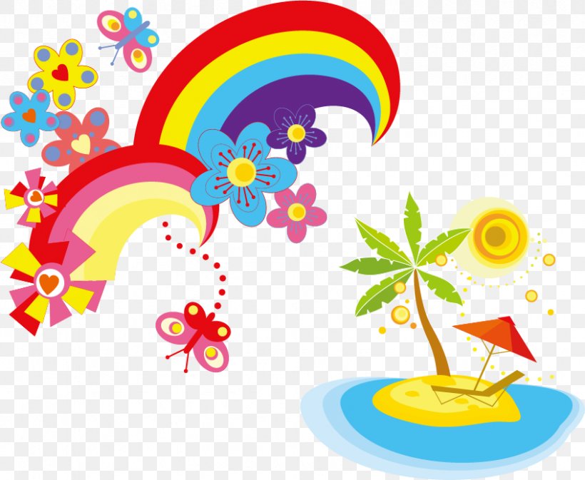 Rainbow Illustration, PNG, 846x695px, Rainbow, Area, Color, Floral Design, Flower Download Free