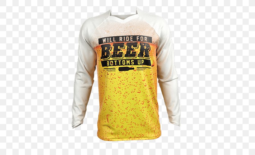 T-shirt Beer Sleeve Motocross Cycling Jersey, PNG, 500x500px, Tshirt, Active Shirt, Beer, Bluza, Brand Download Free