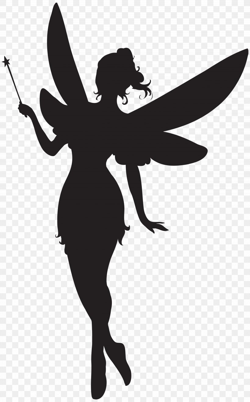 Silhouette Fairy Wand Clip Art, PNG, 4984x8000px, Silhouette, Art, Black And White, Drawing, Fairy Download Free