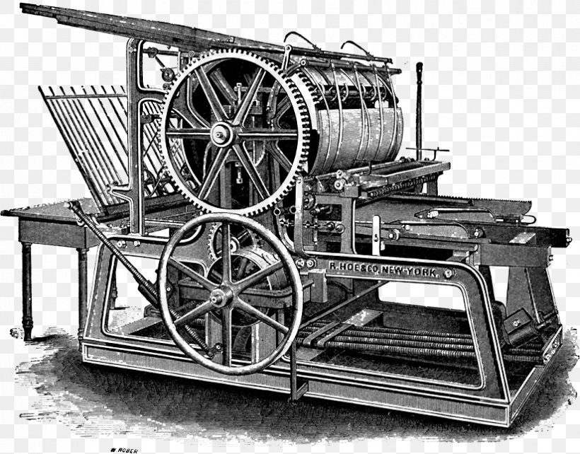Rotary Printing Press Invention Letterpress Printing, PNG, 824x646px, Printing Press, Assembly Line, Black And White, Cai Lun, Cart Download Free