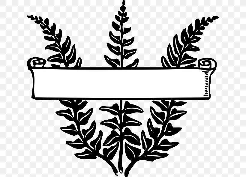 Ribbon Title Clip Art, PNG, 640x590px, Ribbon, Black And White, Flora, Flower, Leaf Download Free