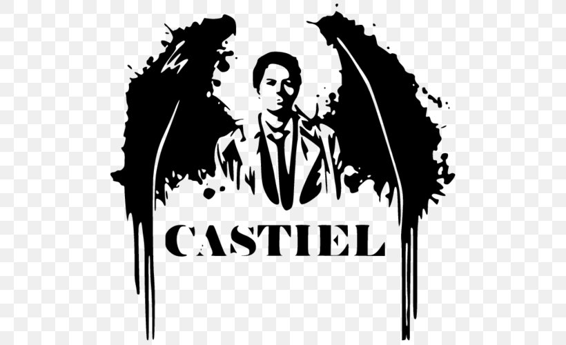 Castiel Dean Winchester Sam Winchester T-shirt Supernatural, PNG, 500x500px, Castiel, Black And White, Brand, Dean Winchester, Decal Download Free