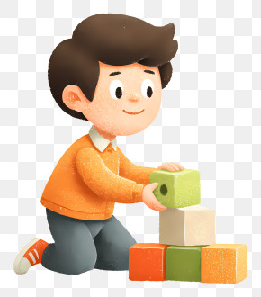 Playing With Block Toy - Boy Playing With Blocks PNG
