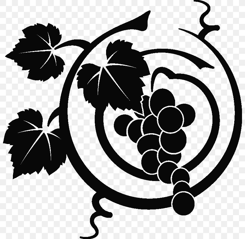 Grape Clip Art Silhouette Leaf Flower, PNG, 800x800px, Grape, Artwork, Black And White, Branch, Branching Download Free