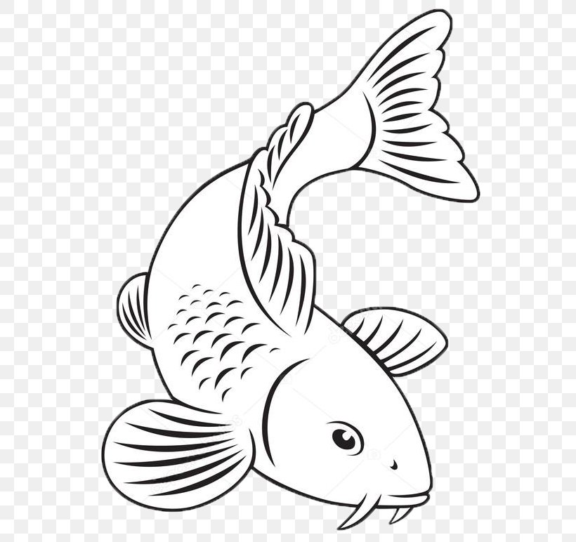 black and white goldfish clip art