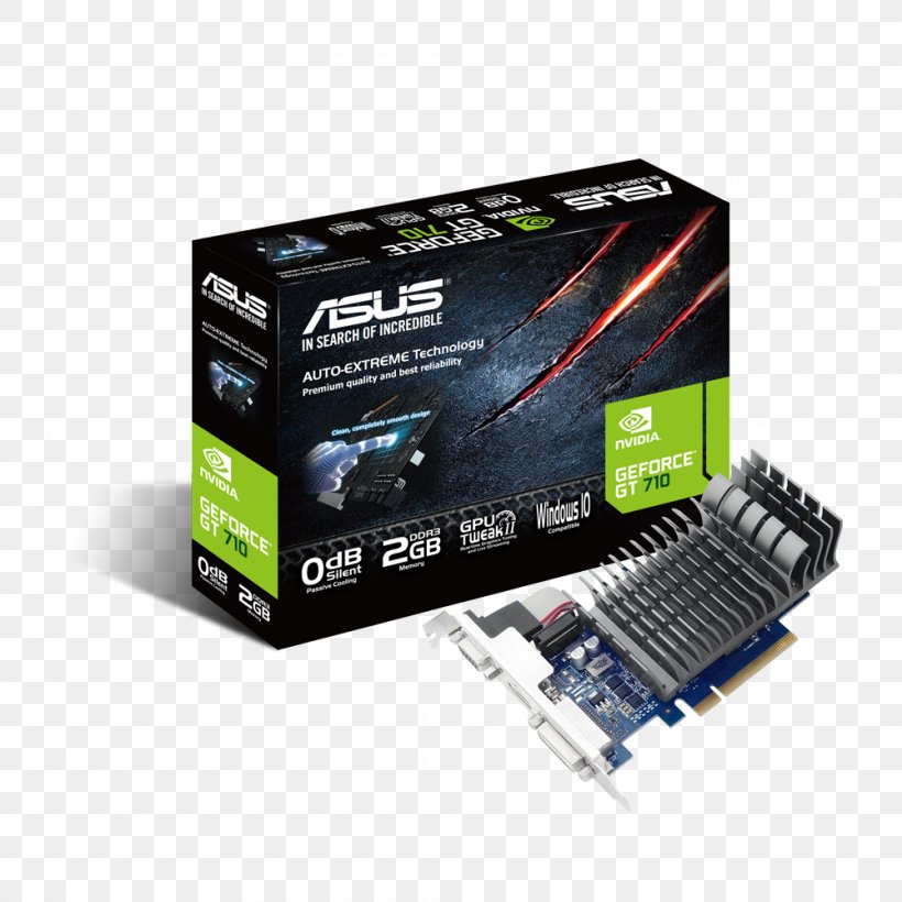Graphics Cards & Video Adapters NVIDIA GeForce GT 710 PCI Express DDR3 SDRAM, PNG, 1000x1000px, 64bit Computing, Graphics Cards Video Adapters, Asus, Computer Component, Ddr3 Sdram Download Free
