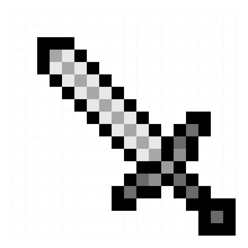 Minecraft: Pocket Edition Sword Mod Pixel Art, PNG, 2000x2000px, Minecraft, Black, Black And White, Diamond Sword, Item Download Free