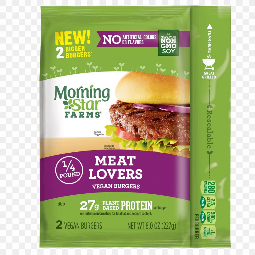 Veggie Burger Hamburger Morningstar Farms Grillers Original Vegetarian Cuisine McDonald's Quarter Pounder, PNG, 3000x3000px, Veggie Burger, Beef, Brand, Convenience Food, Flavor Download Free