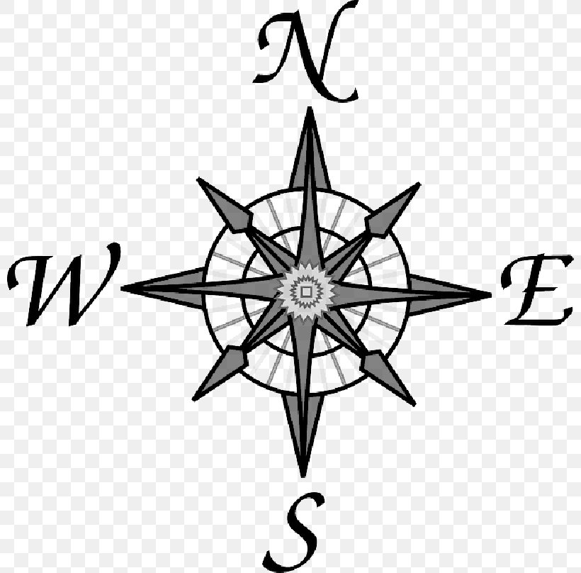 Clip Art Compass Rose Vector Graphics Illustration, PNG, 800x808px, Compass Rose, Artwork, Black And White, Compass, Drawing Download Free