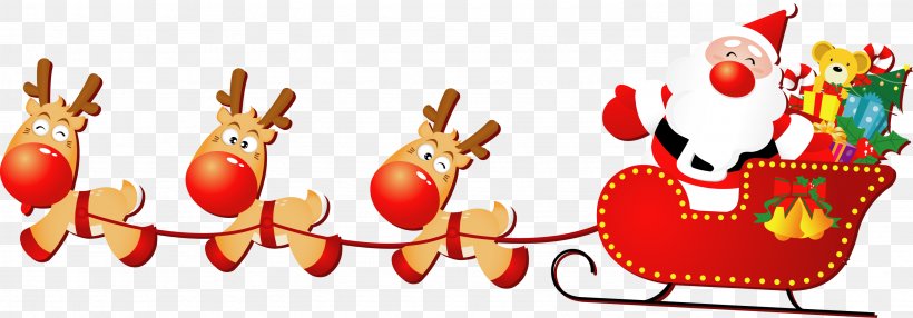 Santa Claus's Reindeer Santa Claus's Reindeer Sled Christmas, PNG, 2977x1039px, Santa Claus, Christmas, Christmas Ornament, Deer, Fictional Character Download Free