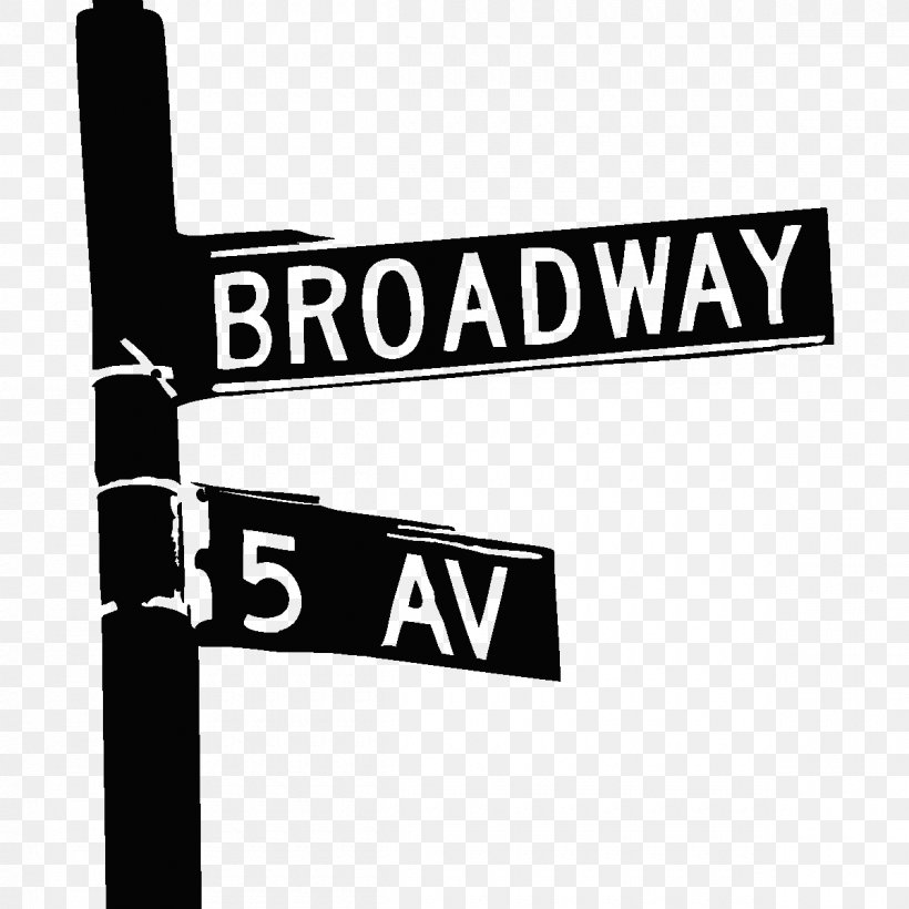 Broadway Theatre Text Sticker Fifth Avenue, PNG, 1200x1200px, Broadway, Black, Blackandwhite, Book, Brand Download Free