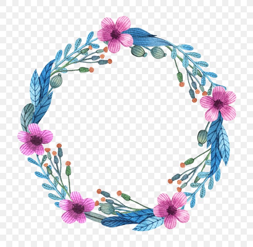 Flower Wreath Watercolor Painting Euclidean Vector Pattern, PNG, 800x800px, Flower, Color, Garland, Painting, Portable Document Format Download Free