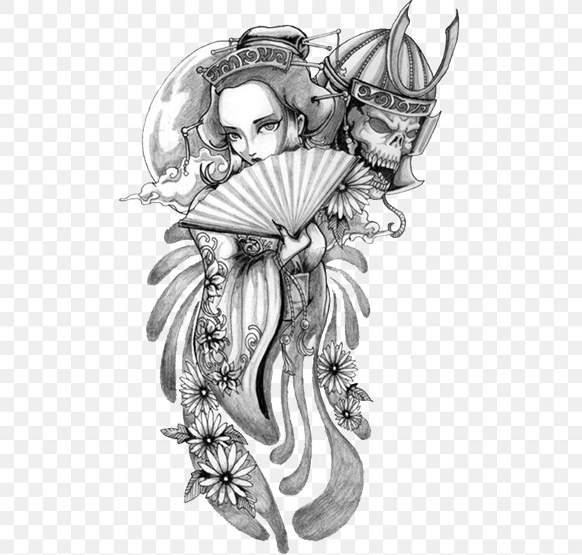 Praying Hands Tattoo Geisha Samurai Drawing, PNG, 500x782px, Watercolor, Cartoon, Flower, Frame, Heart Download Free