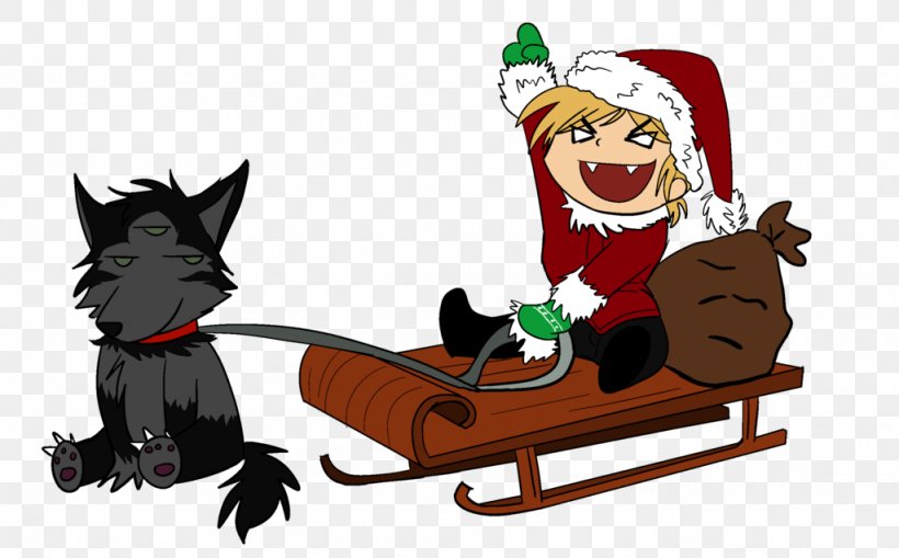 Cat Dog Santa Claus Christmas Ornament, PNG, 1024x636px, Cat, Art, Canidae, Carnivoran, Cartoon Download Free