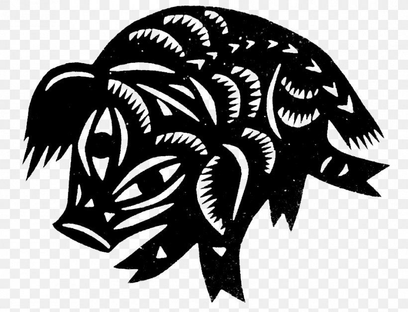 Large Black Pig Papercutting, PNG, 942x721px, Large Black Pig, Art, Black And White, Cdr, Coreldraw Download Free
