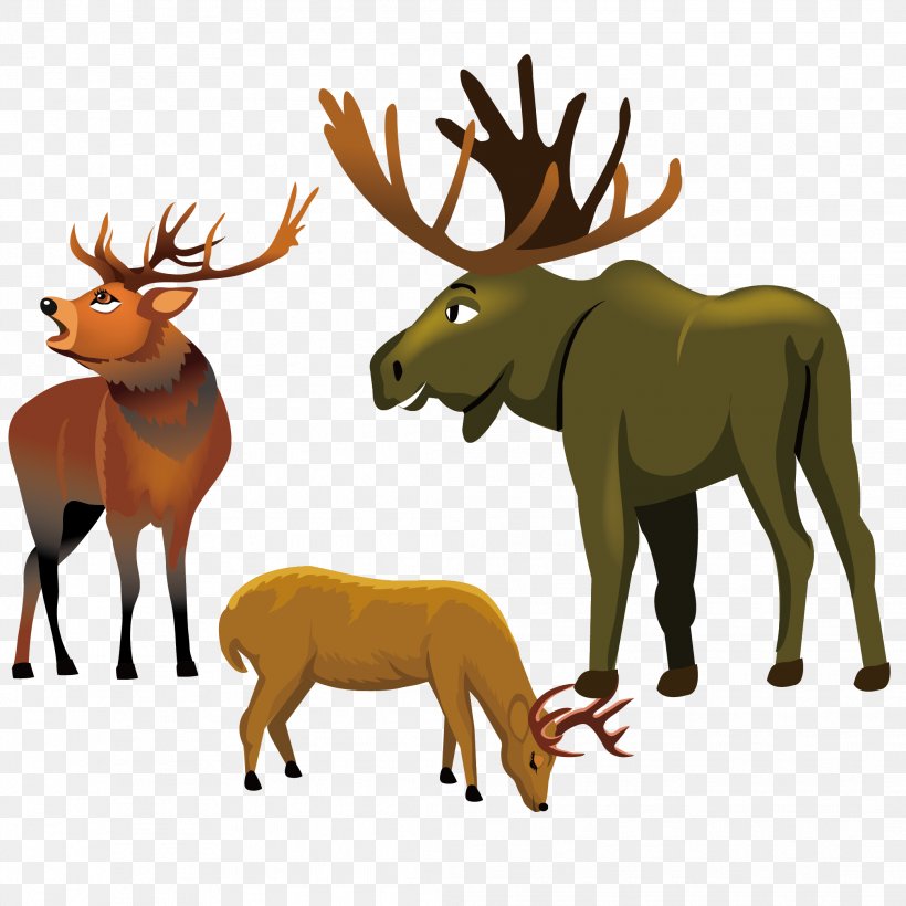 Reindeer Elk Moose Red Deer, PNG, 2083x2083px, Reindeer, Antler, Deer, Elk, Mammal Download Free