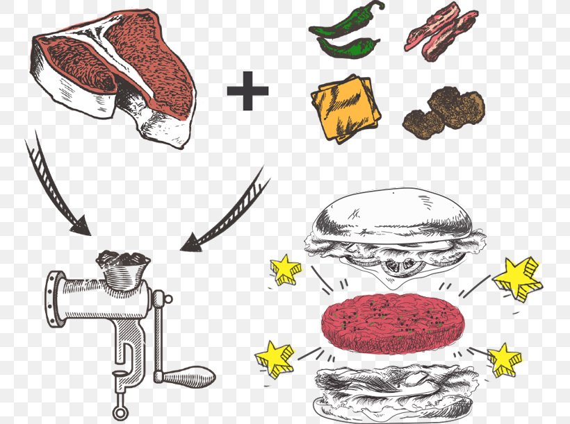 Fast Food Hamburger Ground Meat Restaurant, PNG, 750x611px, Fast Food, Drawing, Food, Ground Meat, Hamburger Download Free
