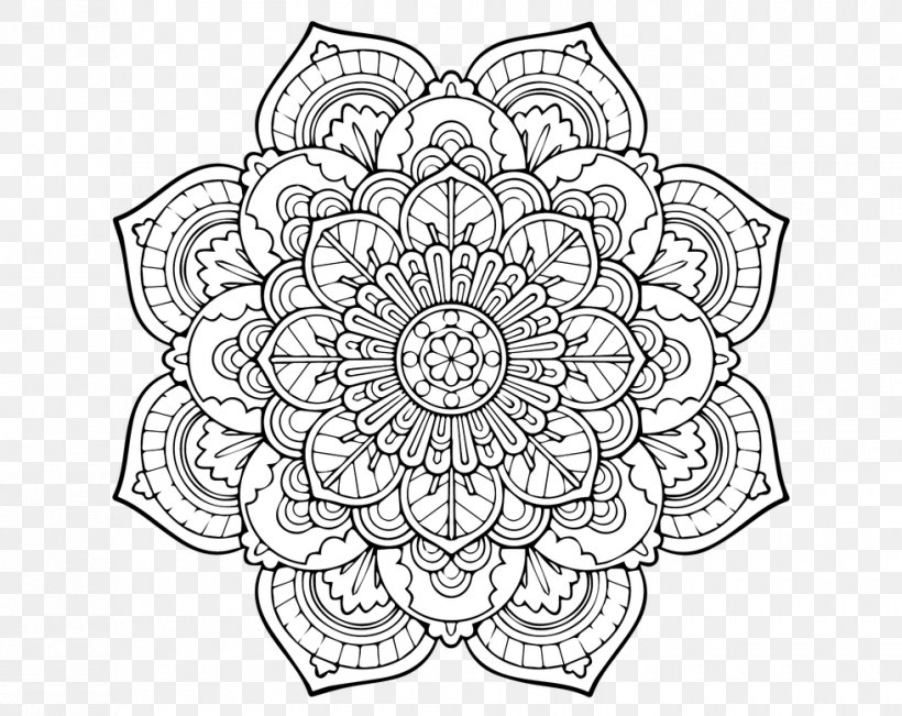 Mandala Coloring Book Adult Page Child, PNG, 980x779px, Mandala, Adult, Area, Black, Black And White Download Free