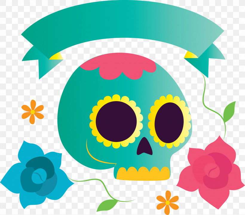 Day Of The Dead Día De Muertos Día De Los Muertos, PNG, 3000x2640px, Day Of The Dead, D%c3%ada De Muertos, Dia De Los Muertos, Flower, Green Download Free