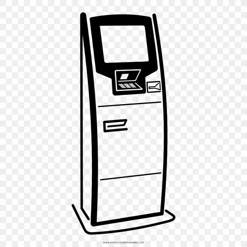 Drawing Coloring Book Automated Teller Machine Interactive Kiosks, PNG, 1000x1000px, Drawing, Area, Automated Teller Machine, Bank, Black And White Download Free