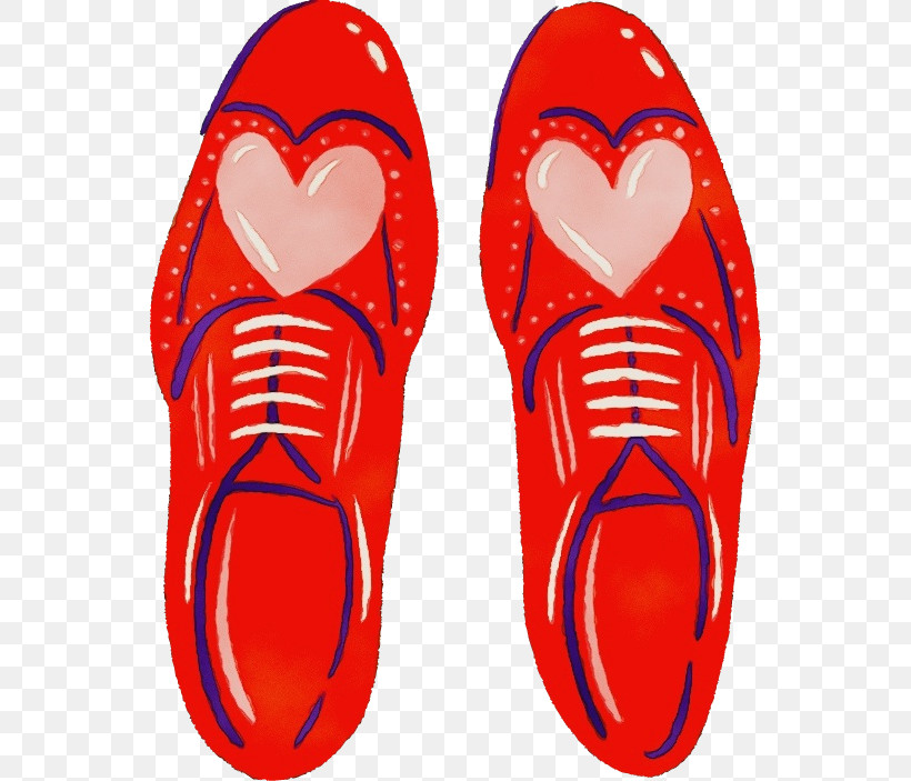 Red Walking Shoe Flip-flops Shoe Walking, PNG, 550x703px, Watercolor, Flipflops, Paint, Red, Shoe Download Free