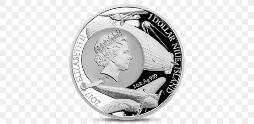 Silver Coin Silver Coin Flight Niue, PNG, 708x400px, 2017, Coin, Aircraft Pilot, Airship, Black And White Download Free
